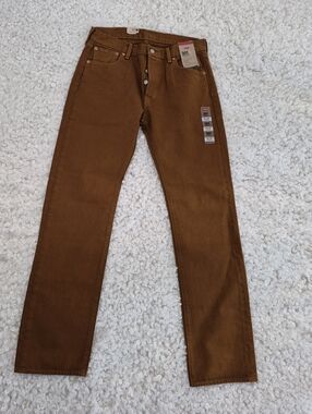 BNWT Levi Strauss 501 Original Fit Straight Leg Tobbaco Brown Mens Jeans 33x34